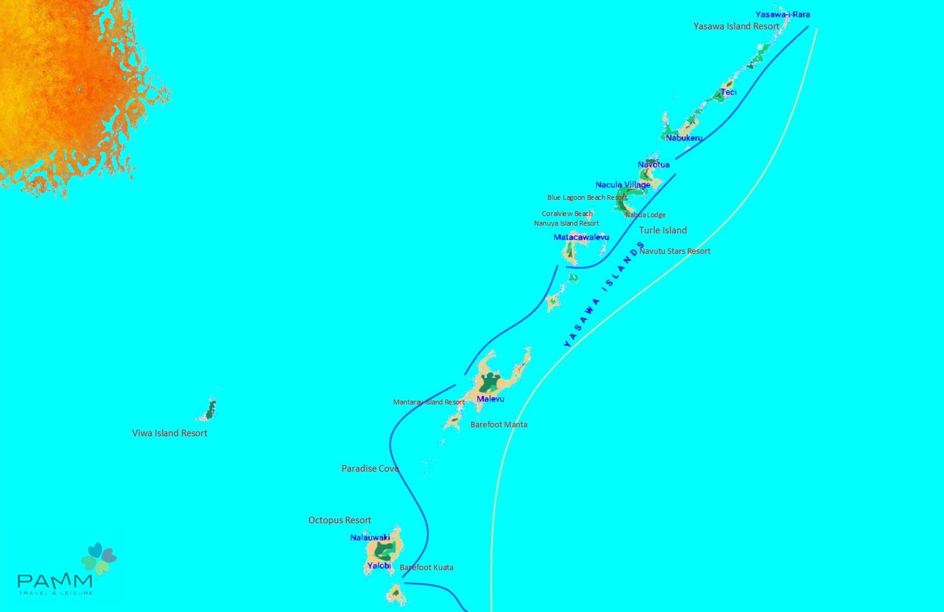 Fiji Isole Yasawa Resorts Maps