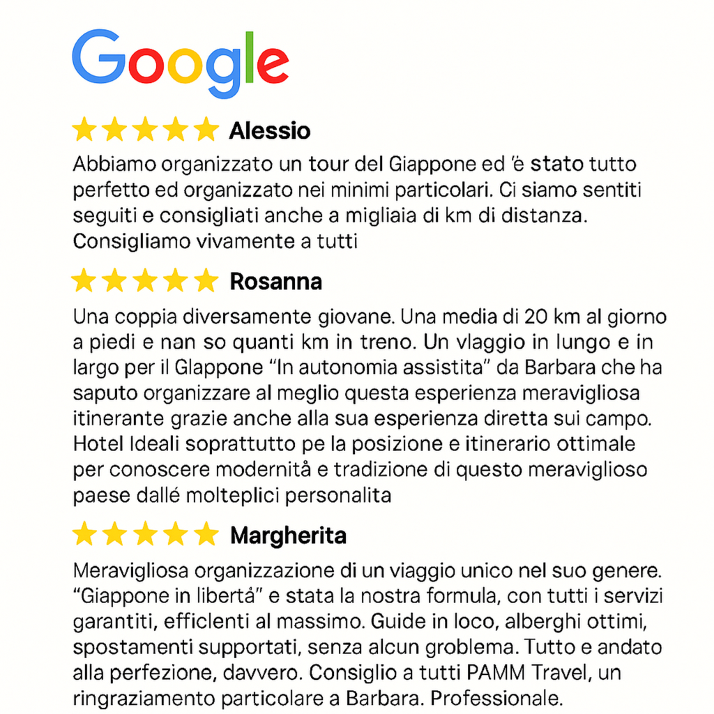 Recensioni reali dai nostri viaggiatori in Giappone